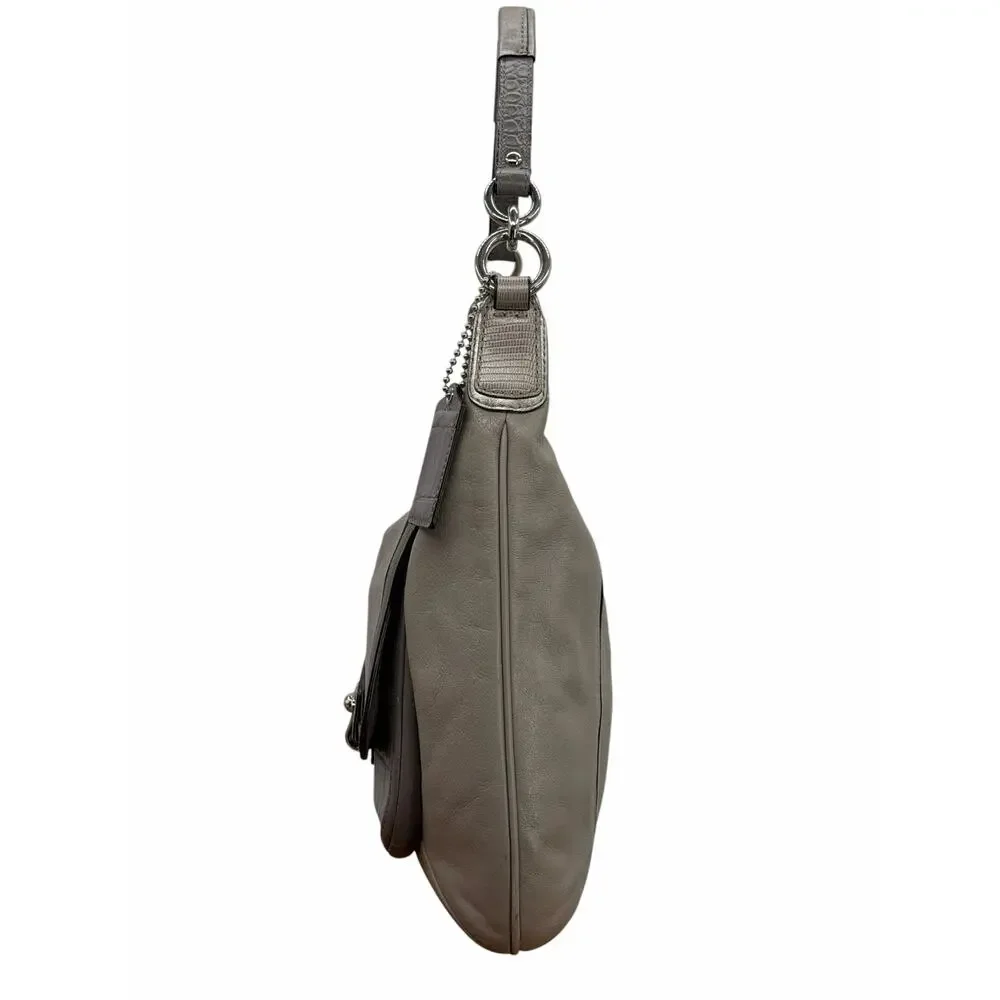 Coach Kristin Spectator Snake Purse Shoulder Bag Women's Gray Croc Leather Luxe